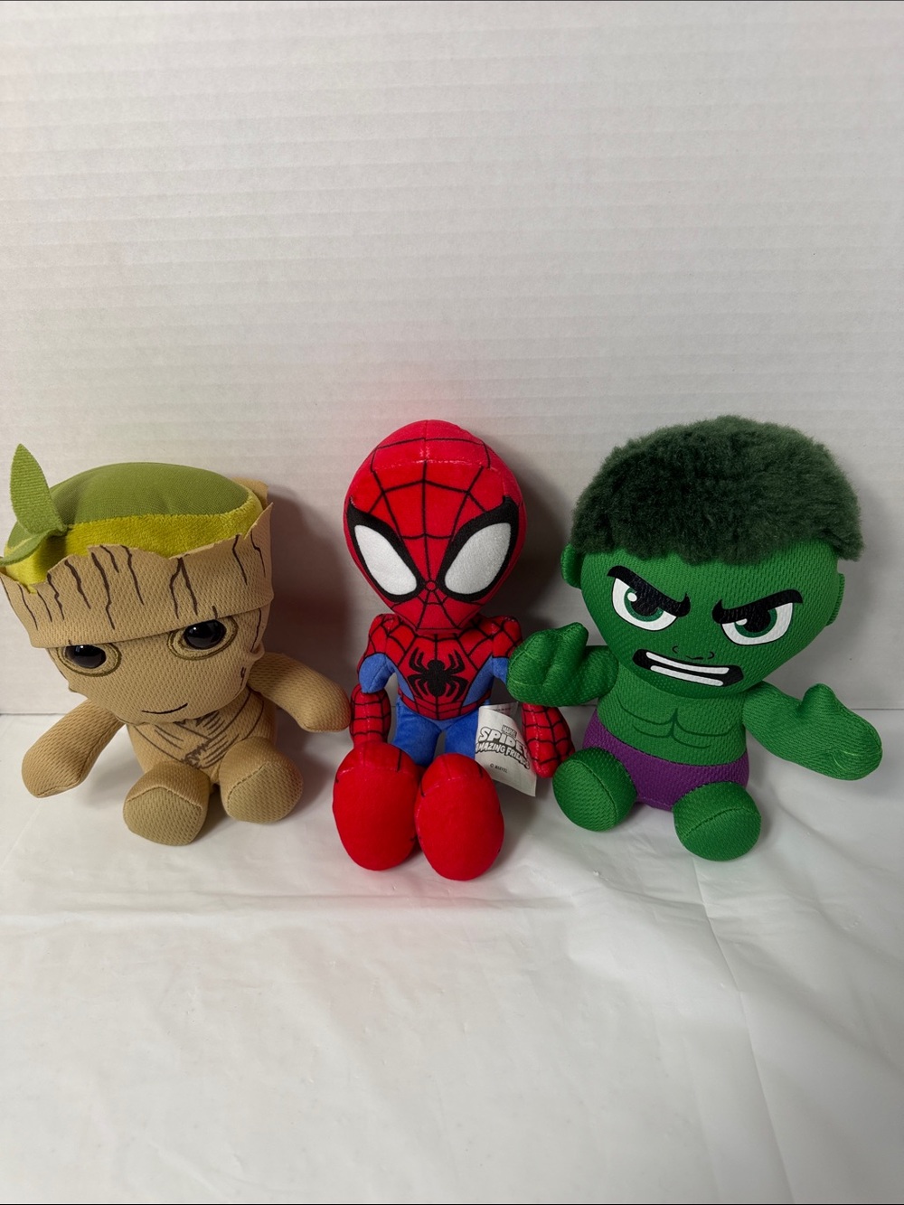 Marvel Plush Lot Ty Beanie Babies Hulk Groot Spidey and His Amazing Friends